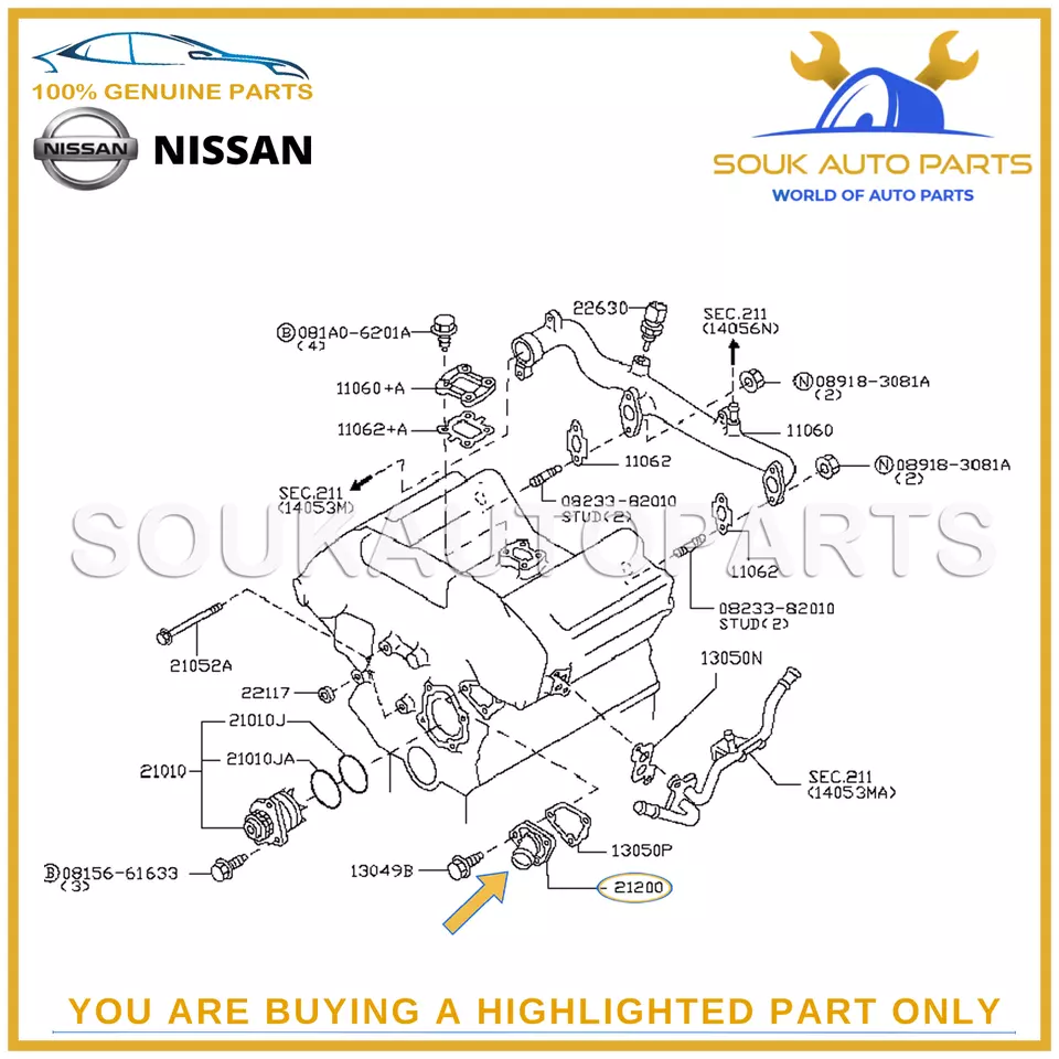 21200-31U1B Genuine Nissan THERMOSTAT ASSY 2120031U1B OEM