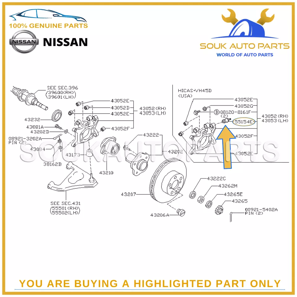 55154-30P00 Genuine Nissan BALL JOINT ASSY-REAR AXLE (2 Pcs Set) 5515430P00 OEM
