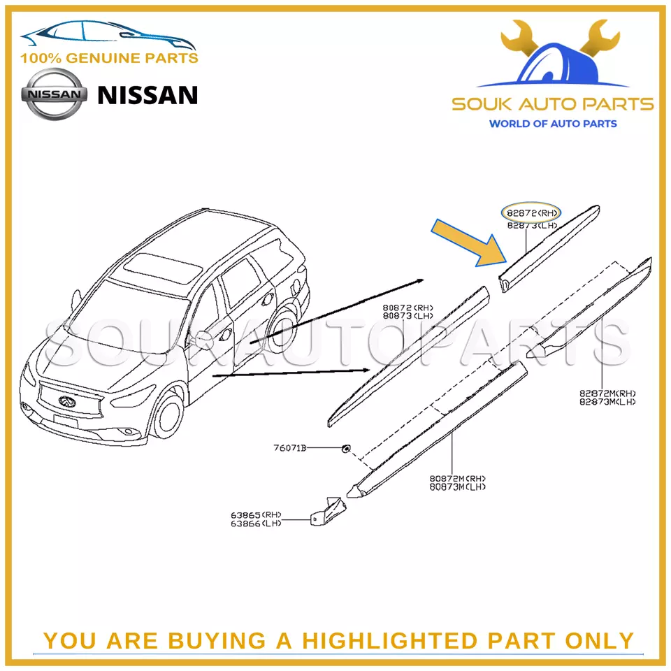 82870-9NF0A Genuine Nissan MOULDING-REAR DOOR, RH 828709NF0A OEM