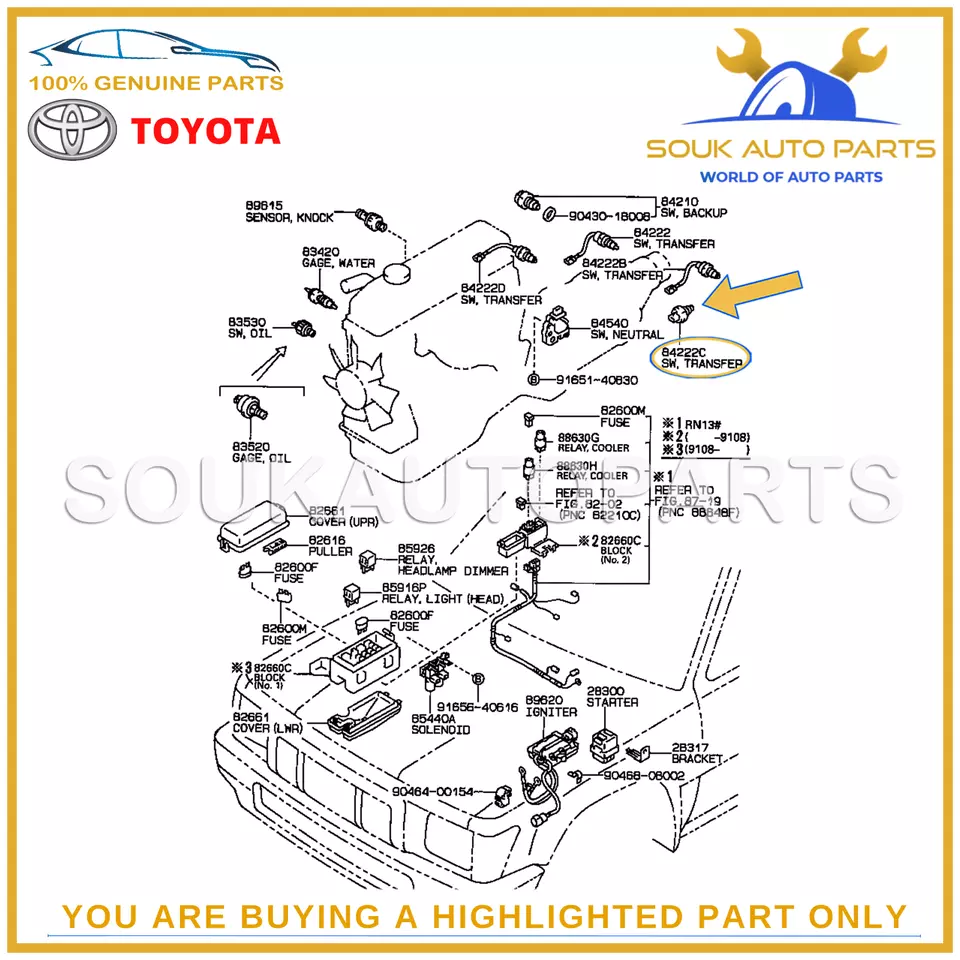 84222-35070 Genuine Toyota SWITCH, TRANSFER INDICATOR, NO.3 8422235070 OEM