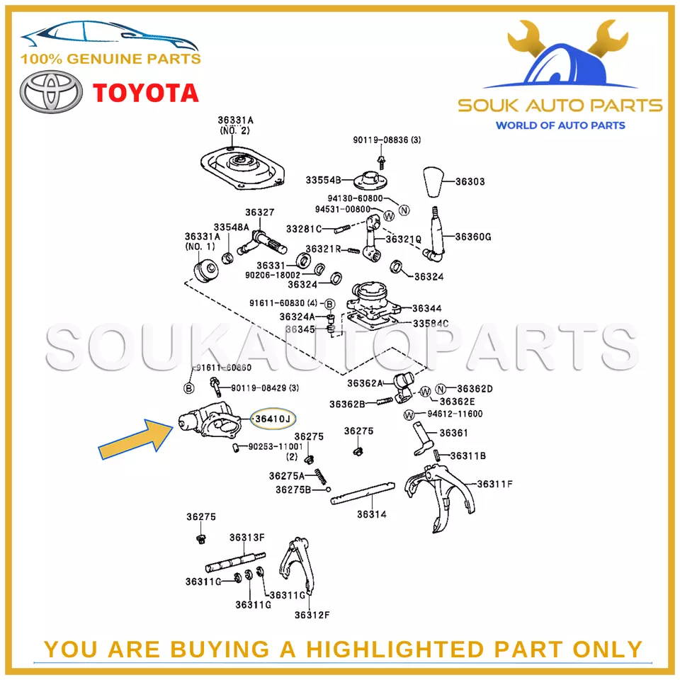 36410-60061 Genuine Toyota SHIFT ACTUATOR ASSY Land Cruiser Lexus LX470 1998-07