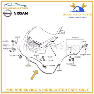 65620-1BA1B Genuine Nissan CABLE ASSY-HOOD LOCK CONTROL 656201BA1B OEM