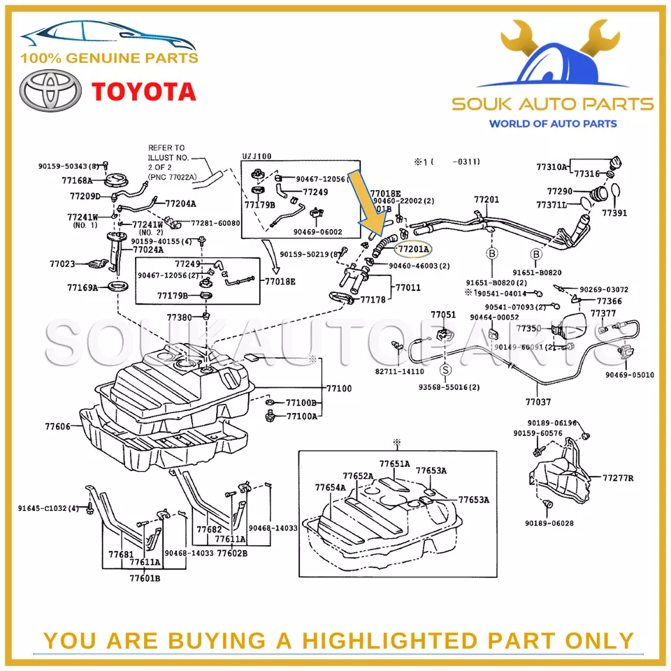 77213-60110 Genuine Toyota HOSE, FUEL, NO.1(FUEL TANK INLET PIPE) 7721360110 OEM