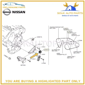 11925-JK20D Genuine Nissan IDLER PULLEY ASSY OEM Infiniti QX50 Q70