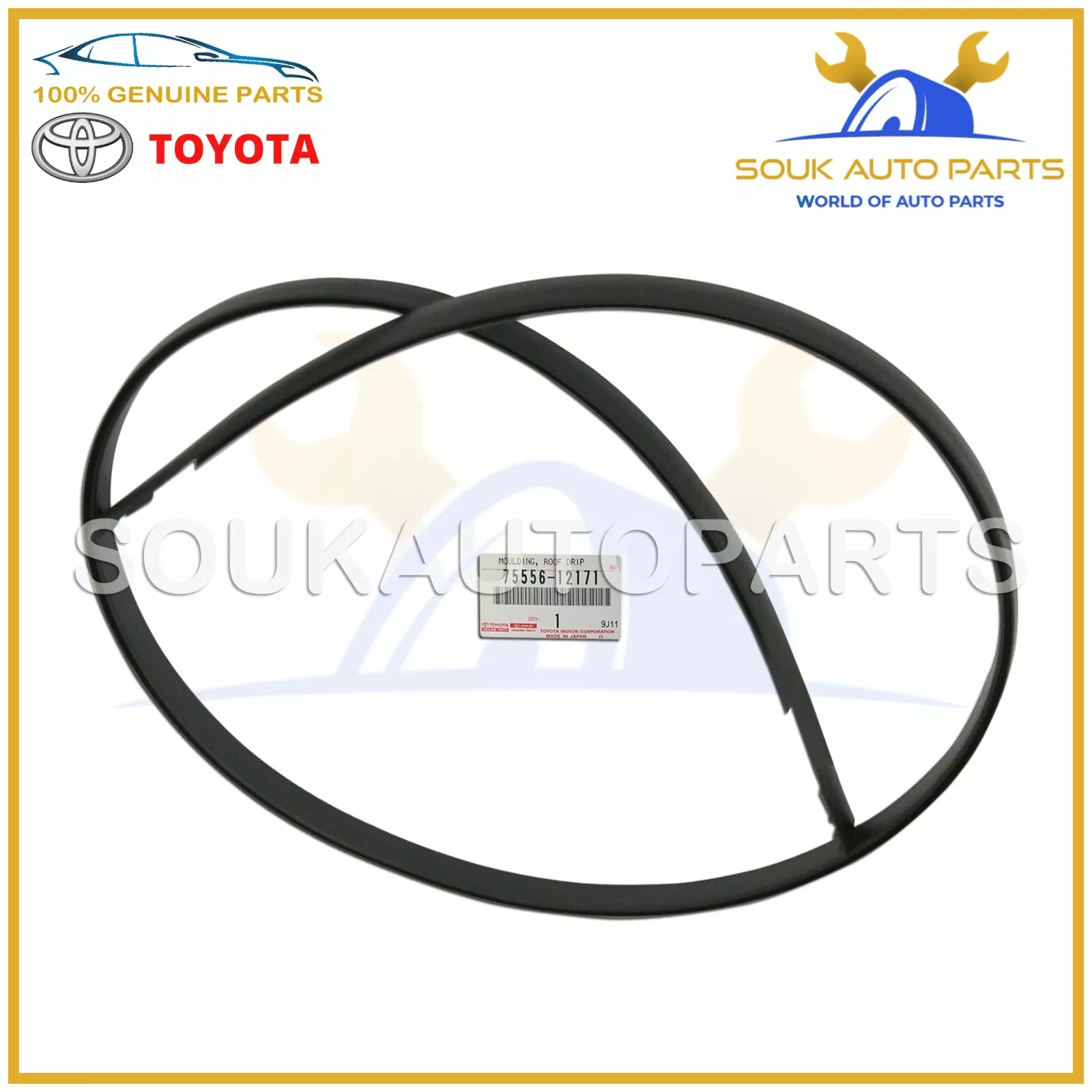 75556-12171/70 Genuine Toyota MOULDING, ROOF DRIP SIDE FINISH, CENTER LH OEM