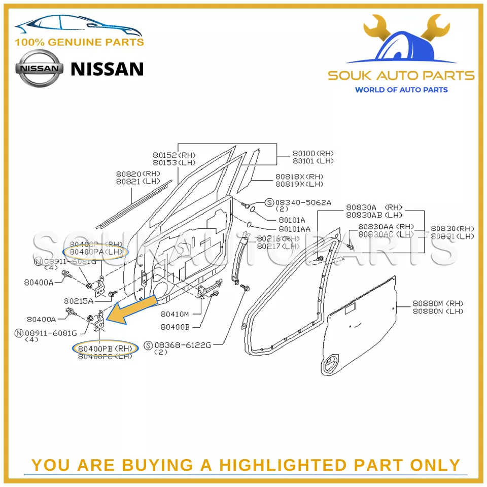 82420-2J00A Genuine Nissan HINGE ASSY-FRONT DOOR 824202J00A OEM