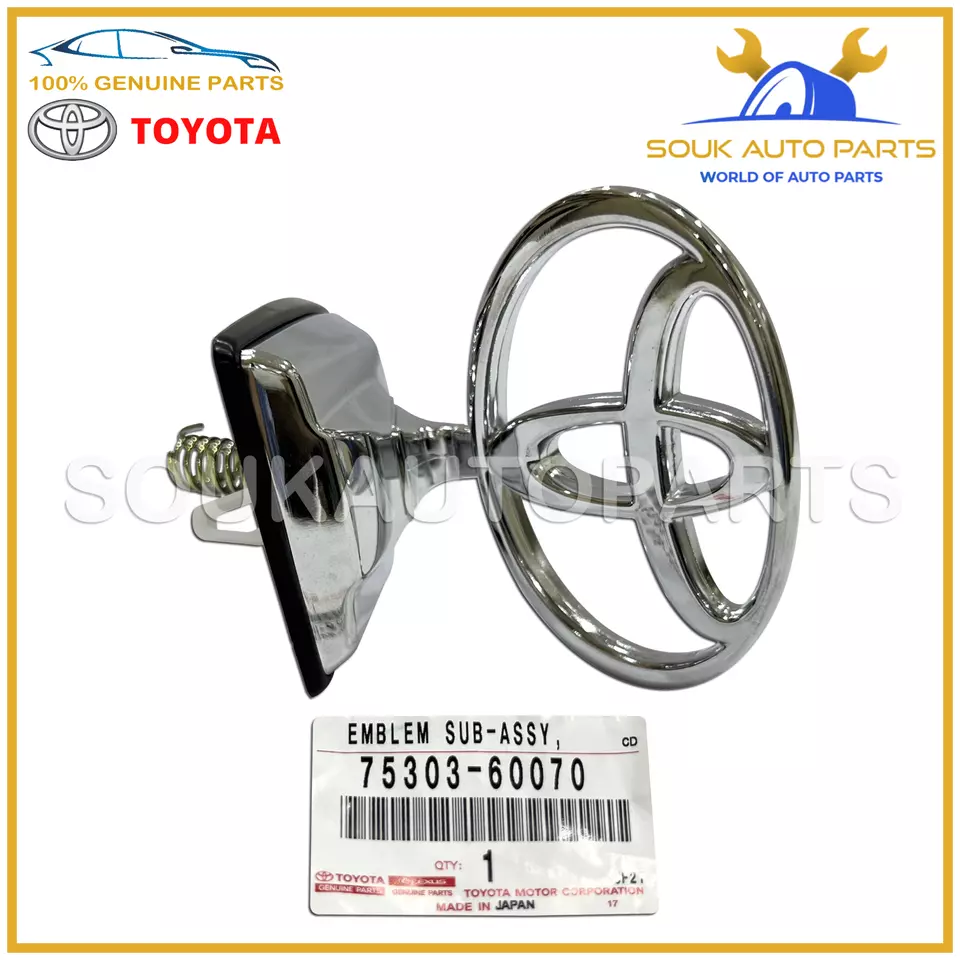 75303-60070 Genuine Toyota EMBLEM SUB-ASSY, HOOD 7530360070 OEM