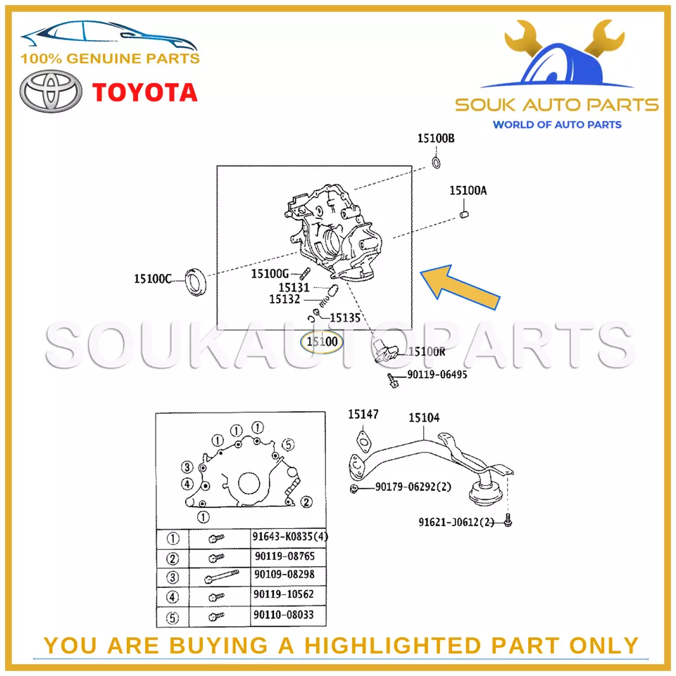 15100-50040 Genuine Toyota OIL PUMP 1UZ-FE 2UZ-FE 3UZ-FE 1510050040 GS300 LX470
