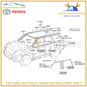 75711-60080 Genuine Toyota MOULDING, FRONT DOOR BELT, RH 7571160080 OEM