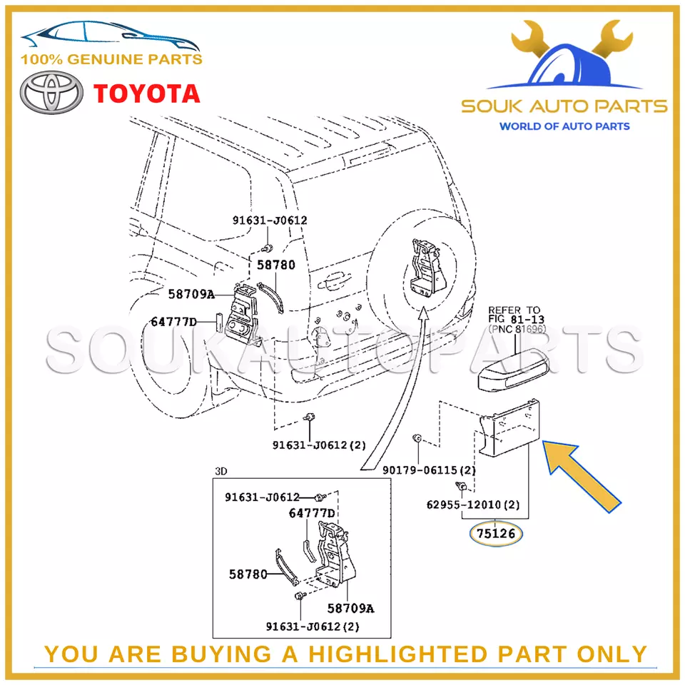 75126-60090 Genuine Toyota STAY, REAR LICENSE PLATE BRACKET,LOWER 7512660090 OEM