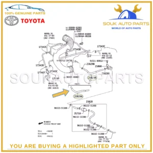 23829-50070 Genuine Toyota HOSE, FUEL VAPOR FEED 2382950070 OEM