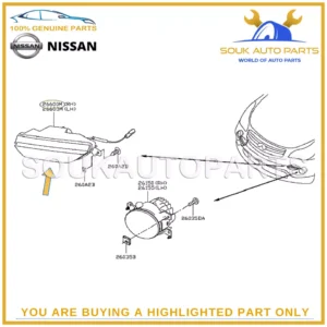 26600-5UA0A Genuine Nissan LAMP ASSY DAYTIME, RH 266005UA0A OEM INFINITI QX50