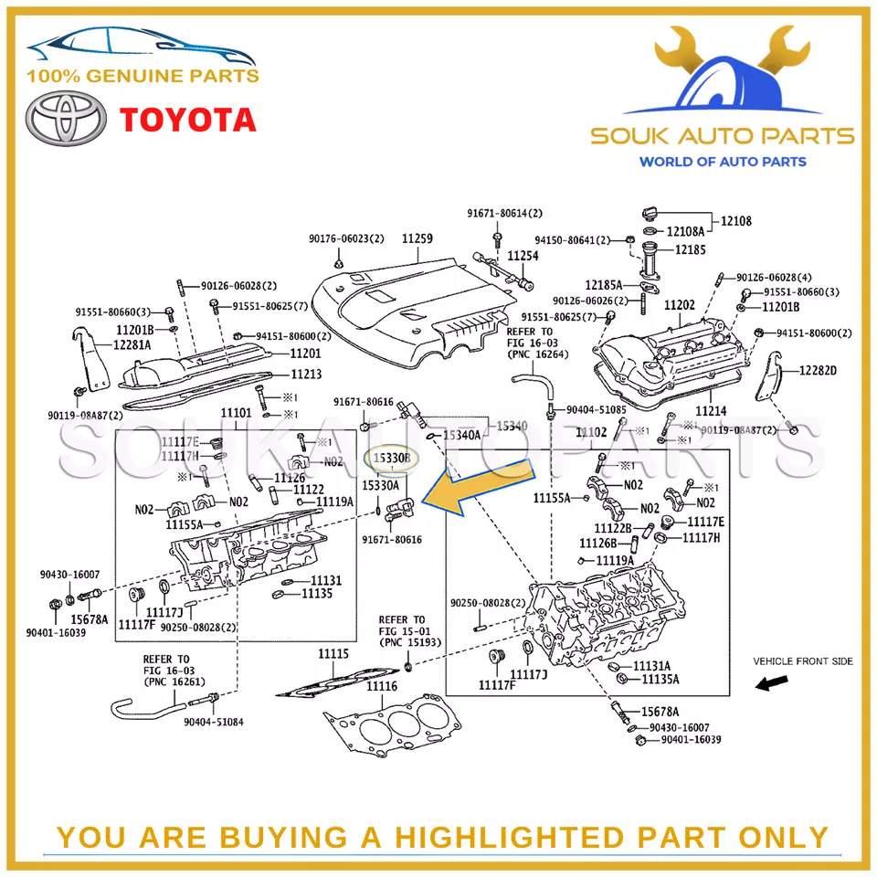 15330-31010 Genuine Toyota VALVE ASSY, CAM TIMING OIL CONTROL, RH 1533031010 OEM