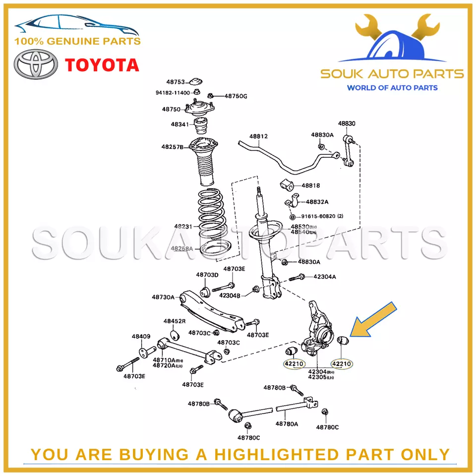 42210-14010 Genuine Toyota BUSH ASSY, LOWER BALL 4221014010 OEM