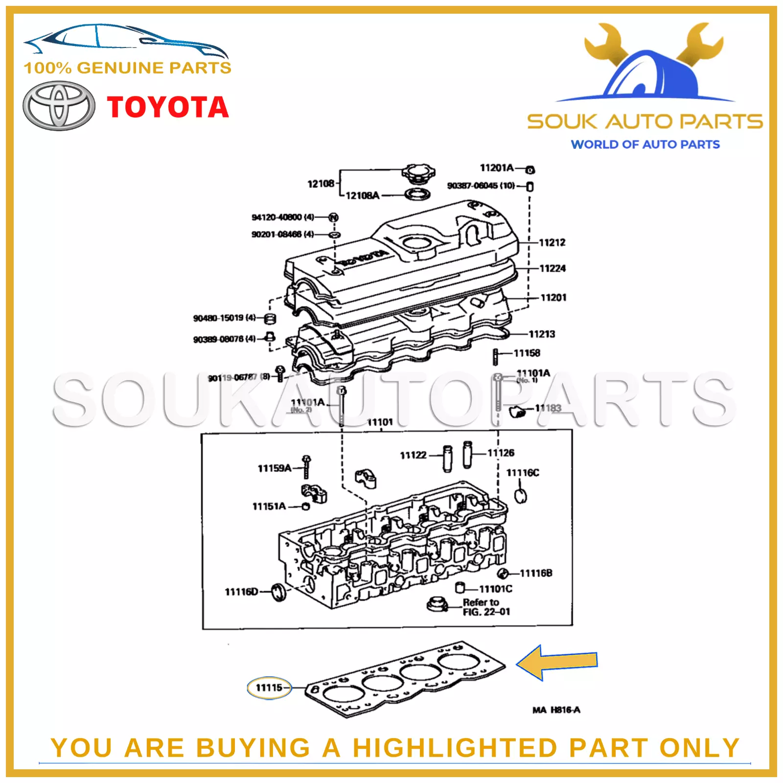 11115-54073-F0 Genuine Toyota GASKET, CYLINDER HEAD 1111554073F0
