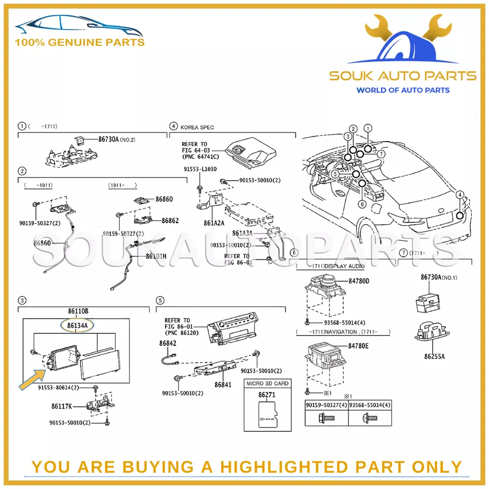 86134-53030 Genuine Toyota PARTS, MULTI-DISPLAY 8613453030 OEM LEXUS IS350 RC350