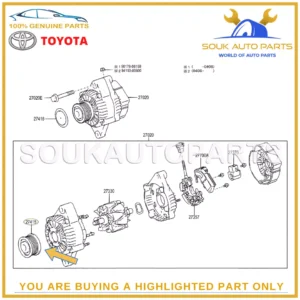 27415-30020 Genuine Toyota ALTERNATOR PULLEY WITH CLUTCH 2741530020 OEM