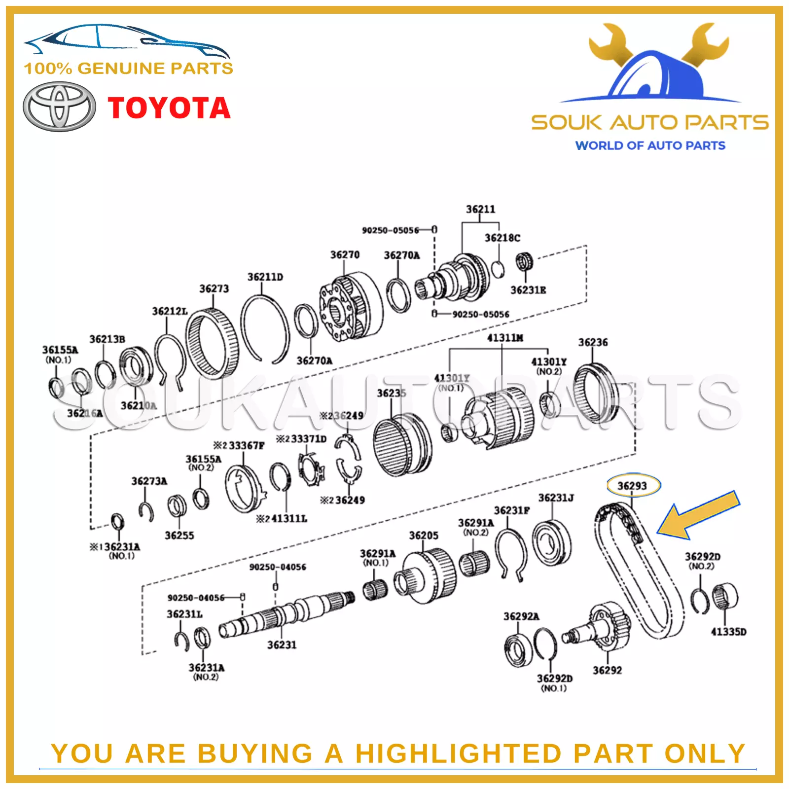 36293-34010 Genuine Toyota CHAIN, TRANSFER FRONT DRIVE 3629334010