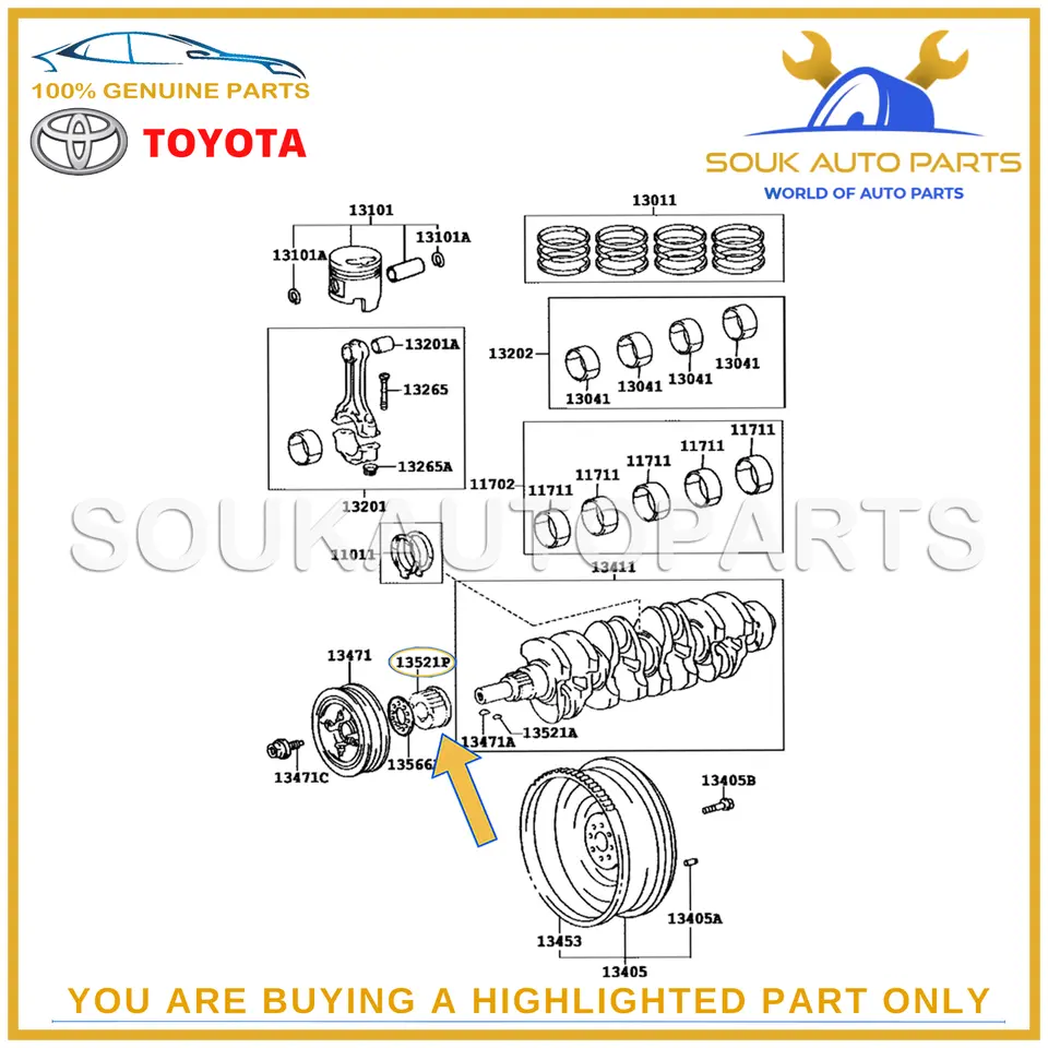 13521-54030 Genuine Toyota CRANKSHAFT TIMING PULLEY 1352154030 OEM