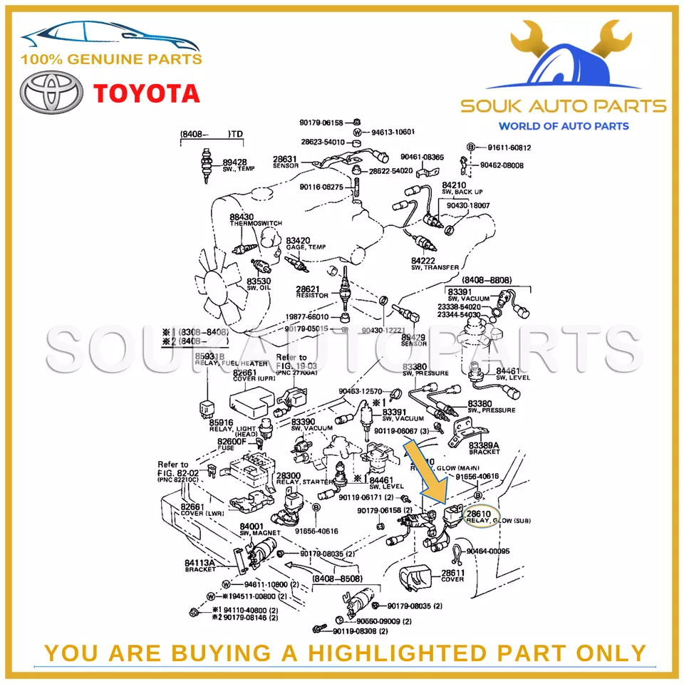 28610-54250 Genuine Toyota RELAY ASSY, GLOW PLUG 2861054250 OEM
