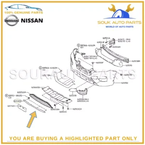 62072-6FL0A Genuine Nissan MOULDING-FRONT BUMPER 620726FL0A0 OEM