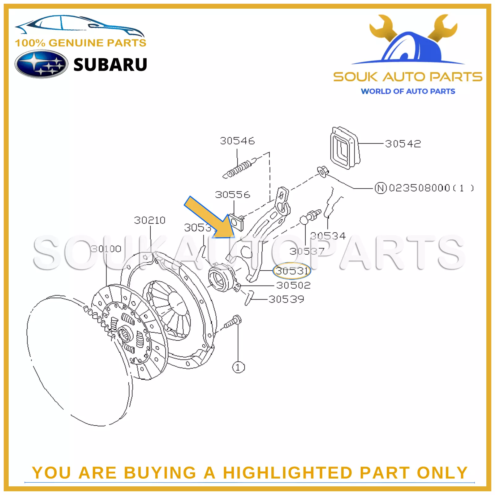 30531-AA040 Genuine Subaru CLUTCH RELEASE FORK CABLE TYPE 30531AA040 OEM