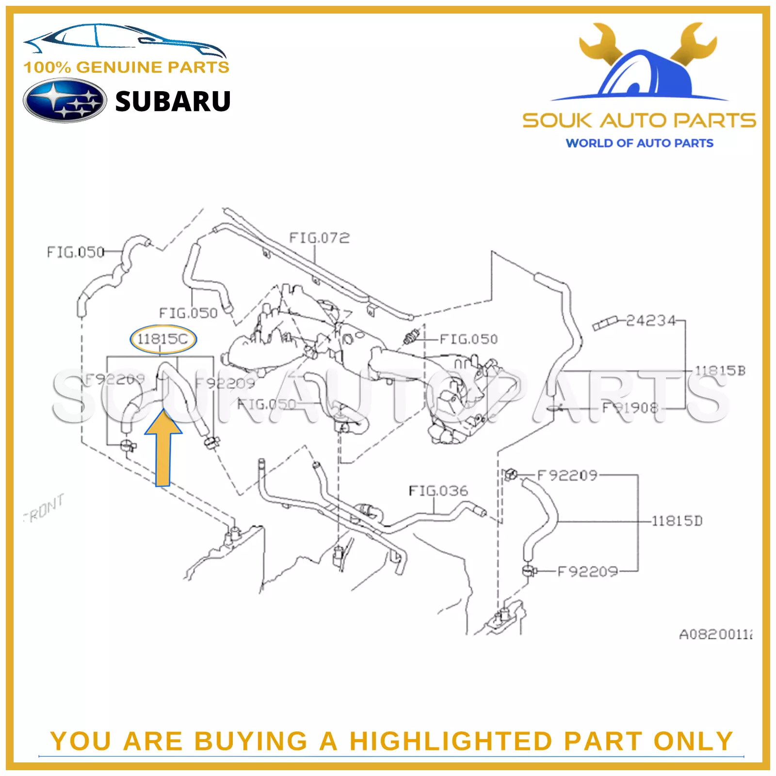11815-AB301 Genuine Subaru HOSE ASSY-PCV 11815AB301 OEM