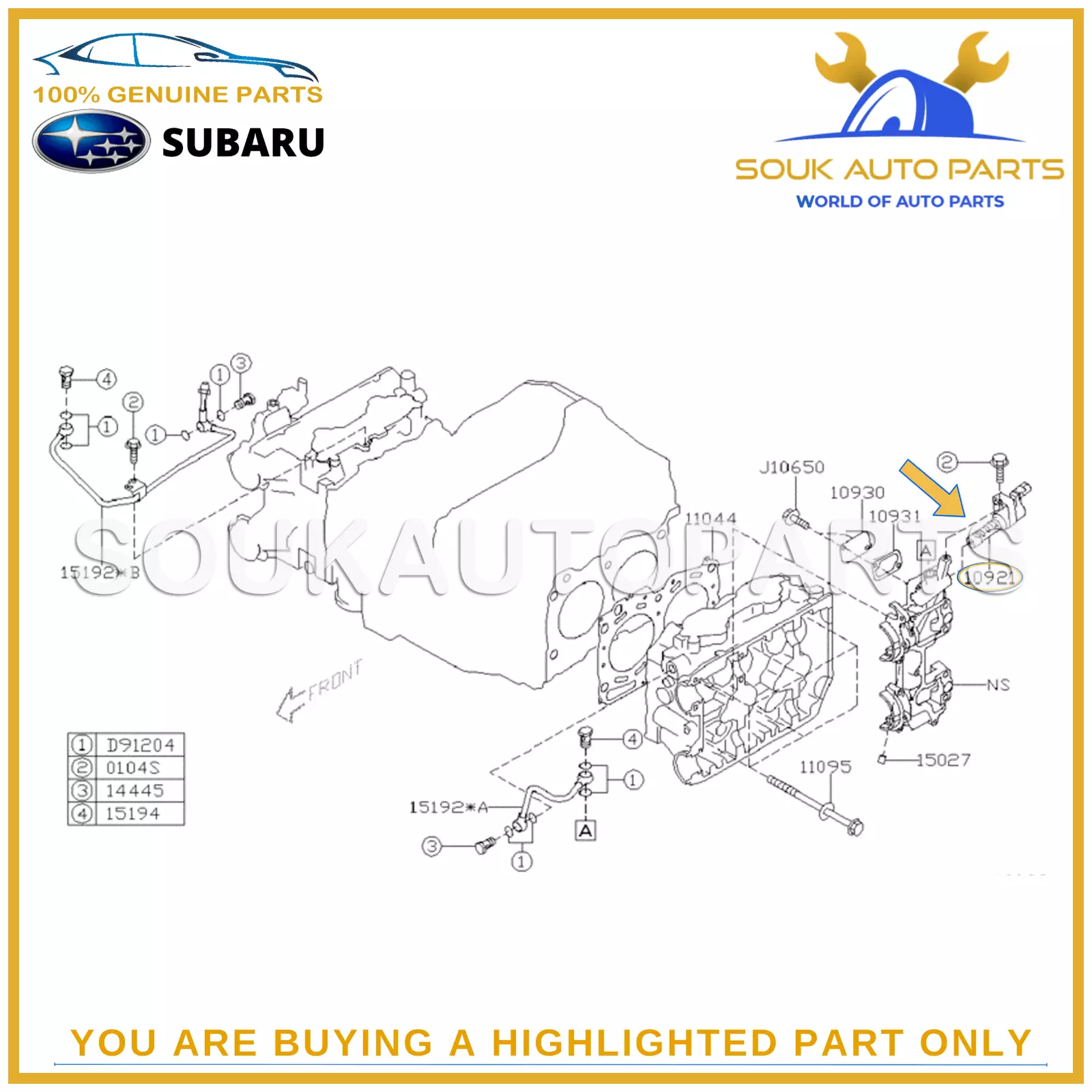 10921-AA002 Genuine Subaru OIL CONTROL VALVE ASSY 10921AA002 OEM