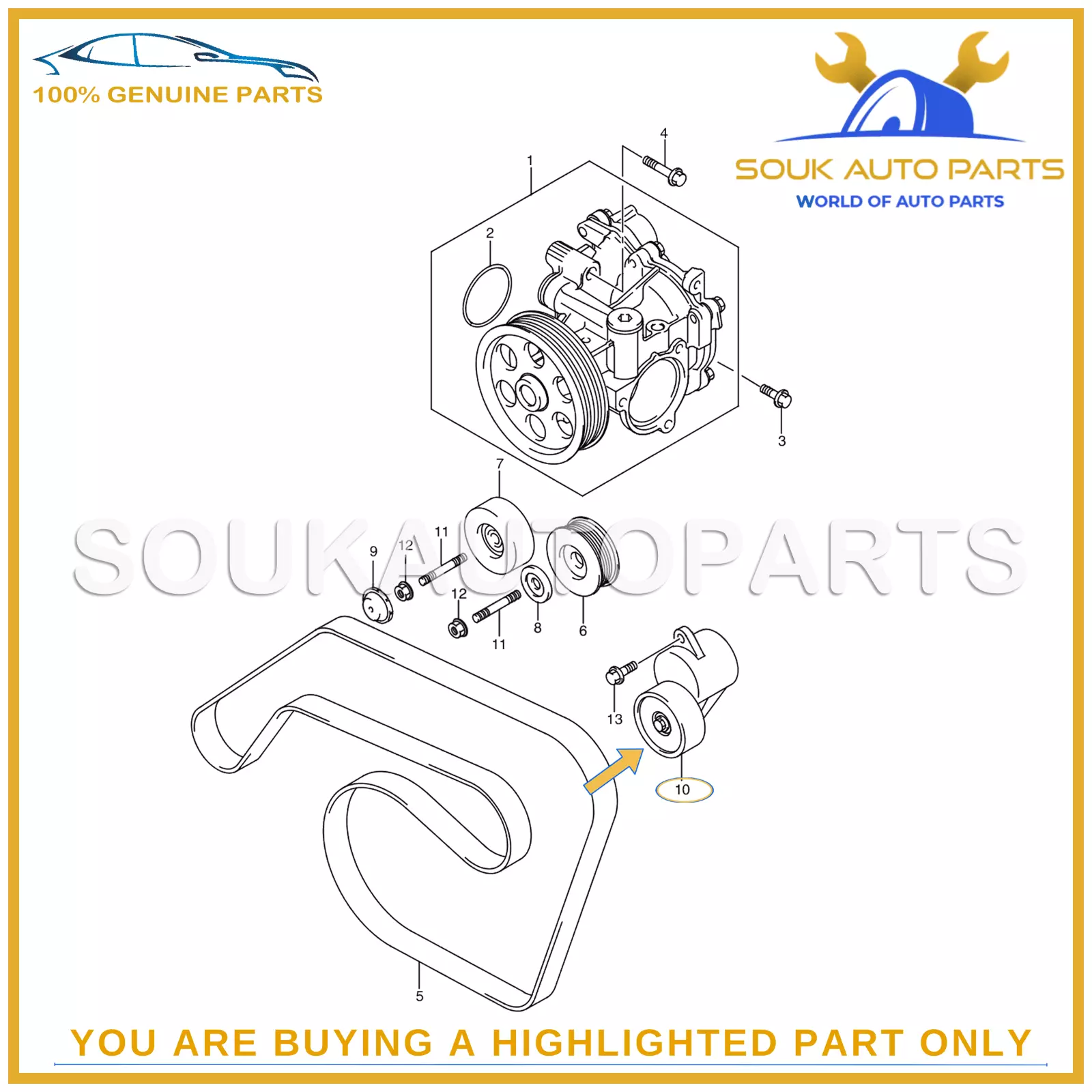 17540-54L00 Genuine Suzuki TENSIONER ASSY, GEN BELT 1754054L00 OEM