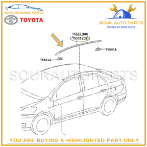 75552-52140 Toyota GENUINE MOULDING, ROOF DRIP SIDE FINISH, LH 7555252140 OEM