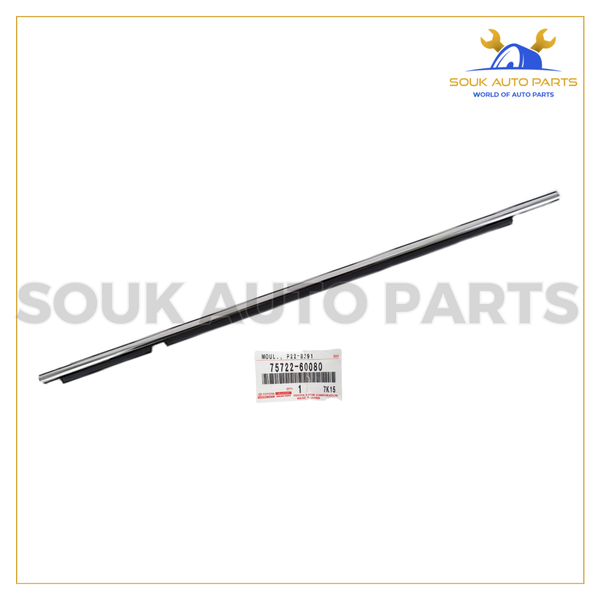 75722-60080 Genuine Toyota REAR DOOR BELT MOLDING, LH 7572260080 OEM