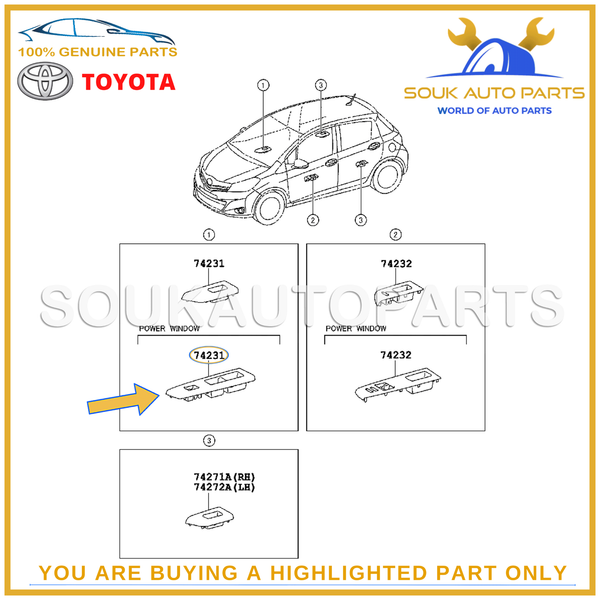 74231-52660-C0 Genuine Toyota PANEL, FRONT ARMREST BASE, UPPER RH 7423152660C0