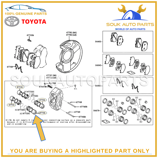 47731-35040 Genuine Toyota PISTON, FRONT DISC BRAKE 4773135040 OEM