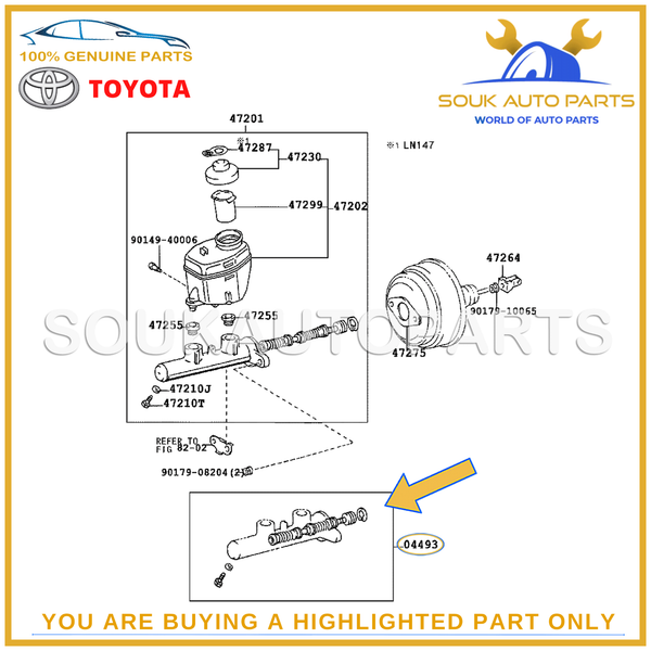 04493-60300 Genuine Toyota CYLINDER KIT, BRAKE MASTER 0449360300 OEM