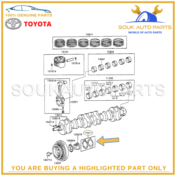11011-46030 Genuine Toyota WASHER SET, CRANKSHAFT THRUST 1101146030 OEM