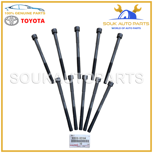 90910-02184 Genuine Toyota HEAD BOLT SET 1AZ/2AZFE (10 Pc) 9091002184 RAV4 CAMRY