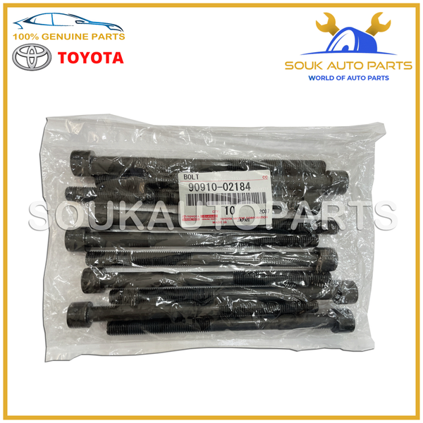 90910-02184 Genuine Toyota HEAD BOLT SET 1AZ/2AZFE (10 Pc) 9091002184 RAV4 CAMRY
