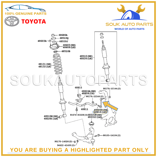 48810-60040 Genuine Toyota LINK ASSY, FRONT STABILIZER, LH 4881060040 OEM