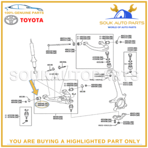 48654-0K040 Genuine Toyota BUSH, FRONT LOWER ARM, NO.1, RH/LH OEM 486540K040 OEM