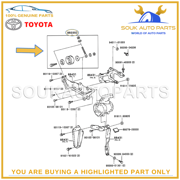 88440-26090 Genuine Toyota PULLEY ASSY, IDLER 8844026090 OEM