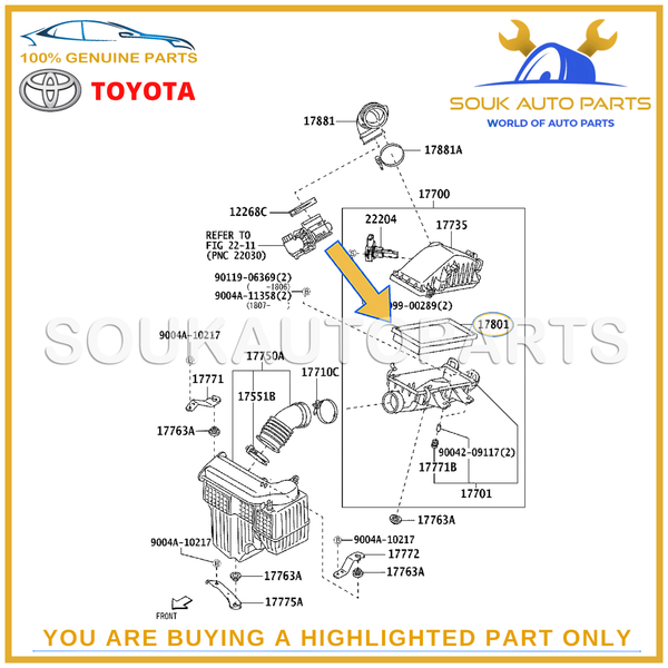 17801-BZ150 Genuine Toyota ELEMENT SUB-ASSY, AIR CLEANER FILTER 17801BZ150 OEM