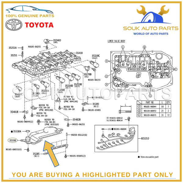 35330-50030 Genuine Toyota STRAINER ASSY, VALVE BODY OIL 3533050030 OEM
