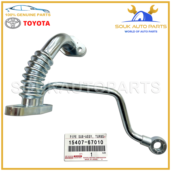 15407-67010 Genuine Toyota PIPE SUB-ASSY, TURBO OIL INLET OEM