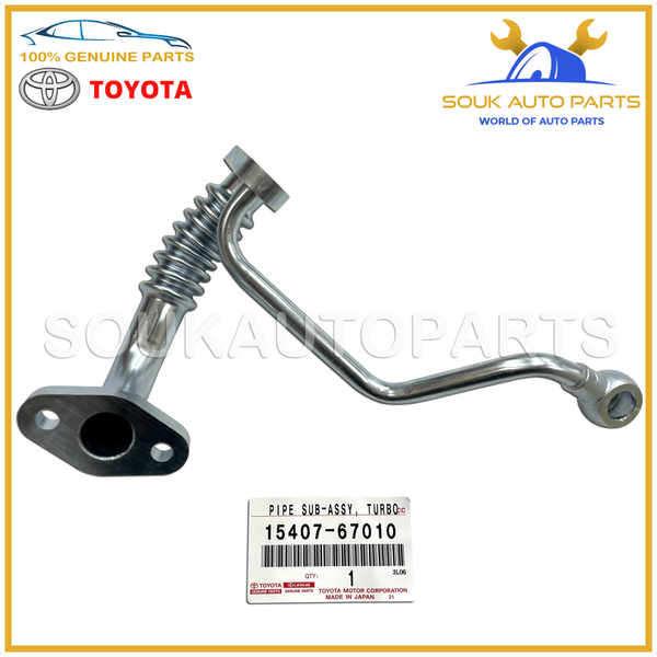 15407-67010 Genuine Toyota PIPE SUB-ASSY, TURBO OIL INLET OEM