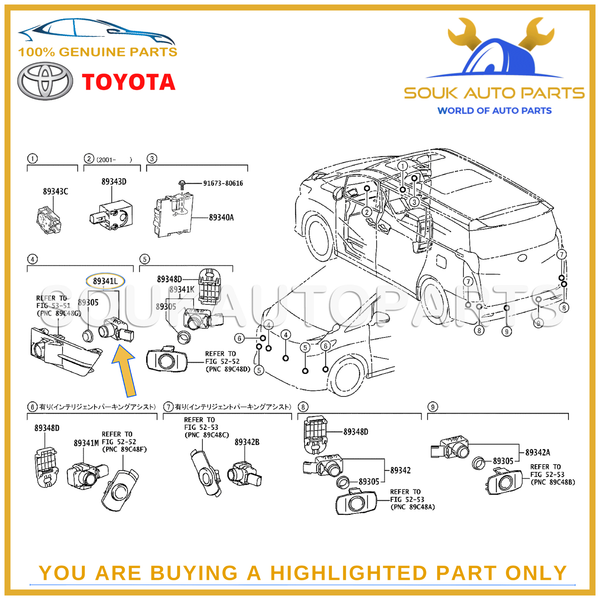89341-33220-C4 Genuine Toyota SENSOR ULTRASONIC 8934133220C4 OEM