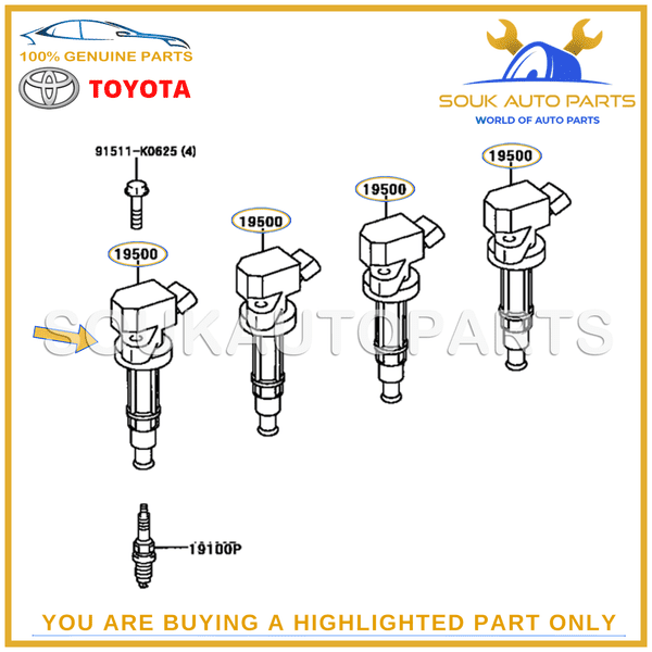 90919-02236 Genuine Toyota COIL ASSY, IGNITION 9091902236 OEM