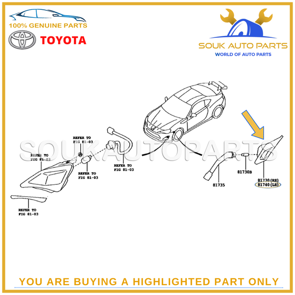 SU003-02539 Genuine Toyota LAMP ASSY, SIDE TURN SIGNAL, LH SU00302539 OEM