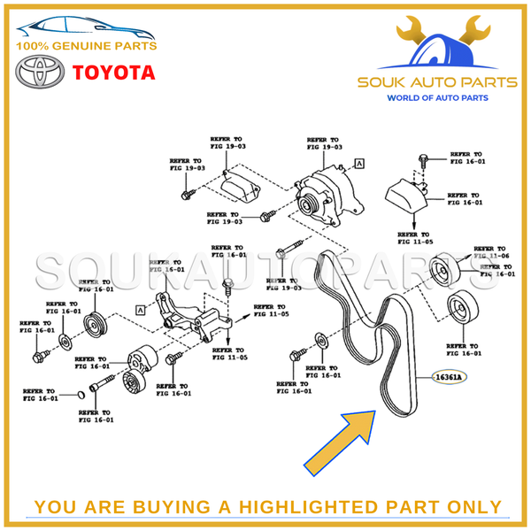 SU003-02202 Genuine Toyota BELT, V(FOR FAN & ALTERNATOR) SU00302202 OEM
