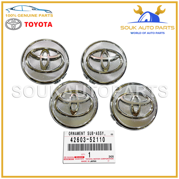 42603-52110 Genuine Toyota ORNAMENT SET of 4 Pcs, WHEEL HUB 4260352110 OEM