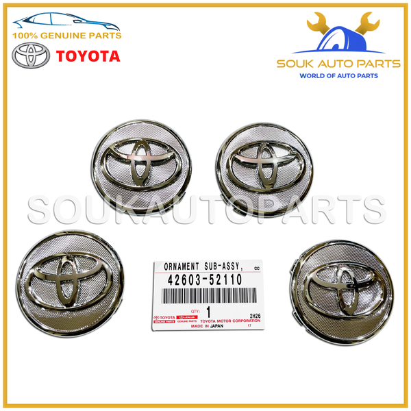 42603-52110 Genuine Toyota ORNAMENT SET of 4 Pcs, WHEEL HUB 4260352110 OEM